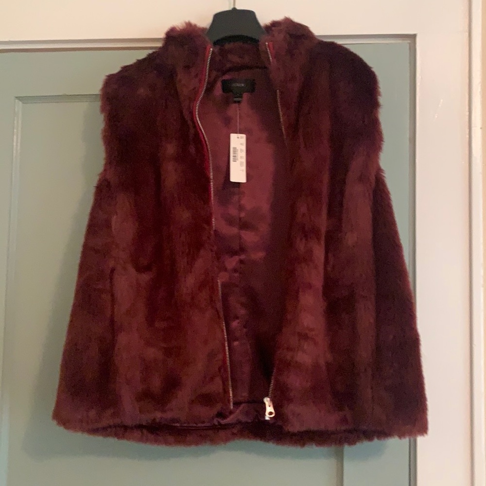 Faux Fur Vest in Burgundy